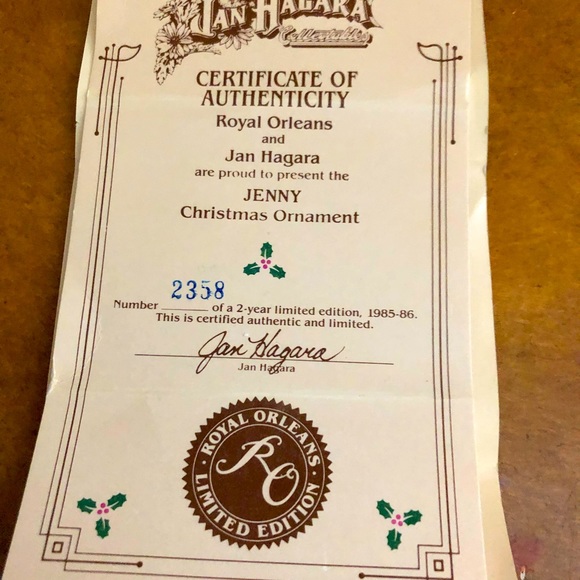 Jan Hagara Vintage Porcelain “Jenny” Ornament - Picture 2 of 5